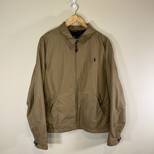 Vintage Men Khaki Polo Ralph Lauren Plaid Lined Bomber Jacket XL Designer Casual